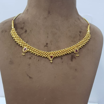 916 Gold Plain Grand Handmade Necklace SJJGN20 by 