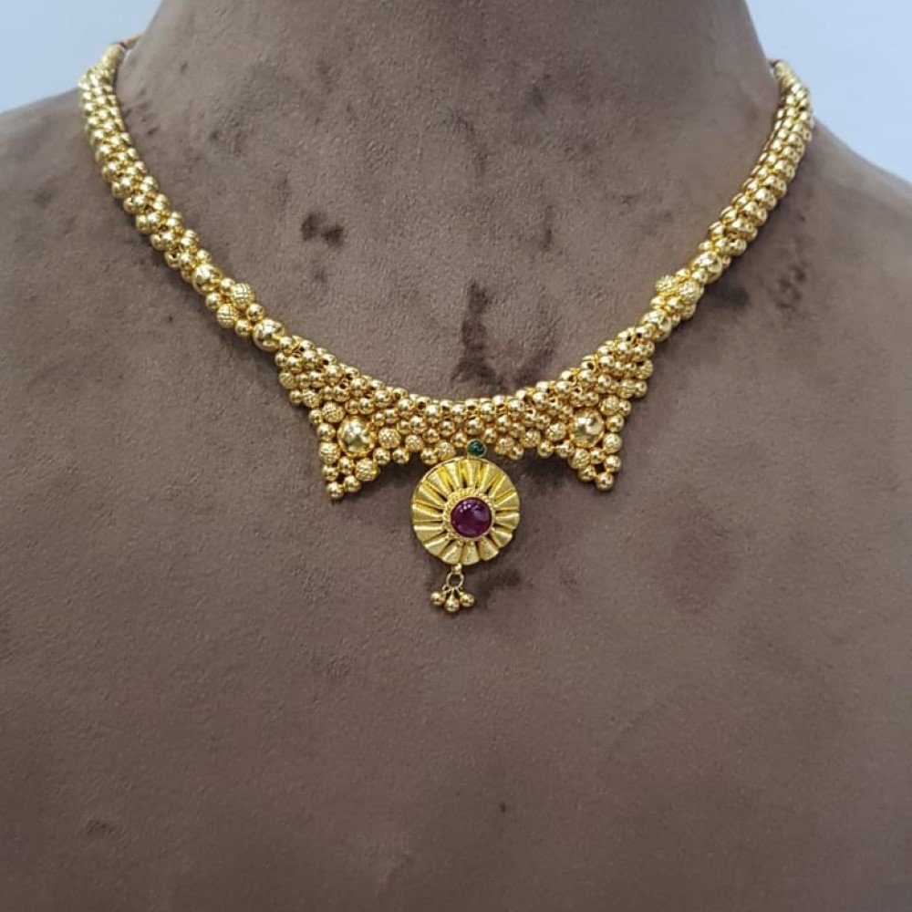 916 Gold Plain Pearl Handmade Necklace SJJGN31
